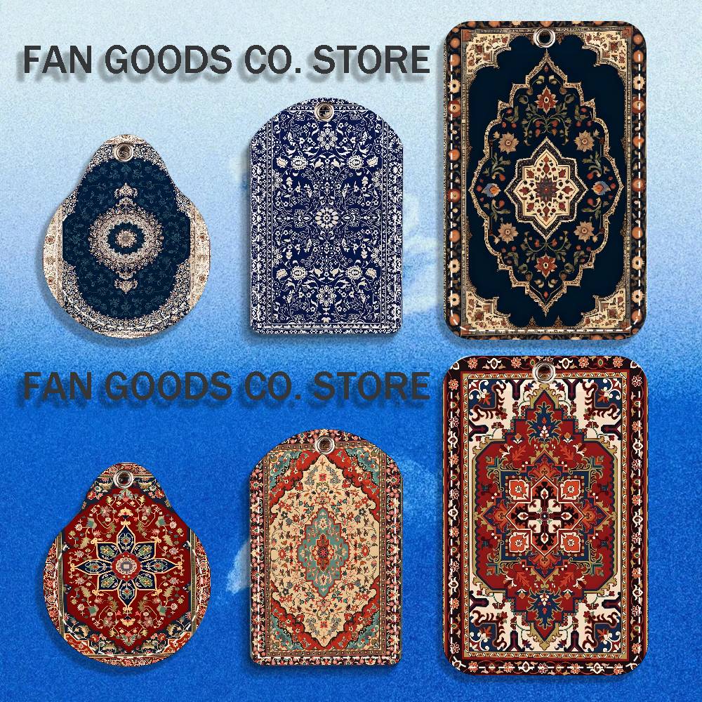 Airtag Holder Case - İran Halısı Desenli PU Deri Kartlık