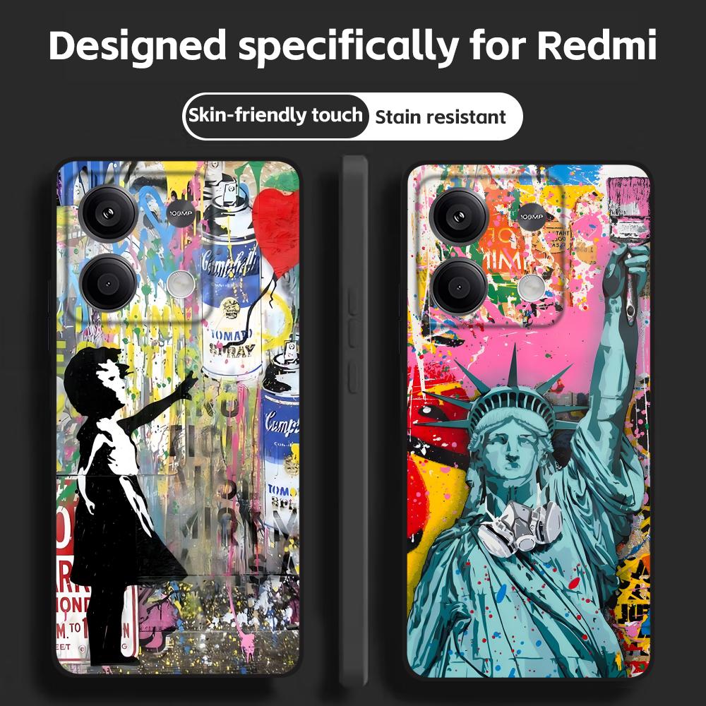 Xiaomi Redmi Note 13 - Banksy Graffiti Sanat telefon kılıfı Redmi