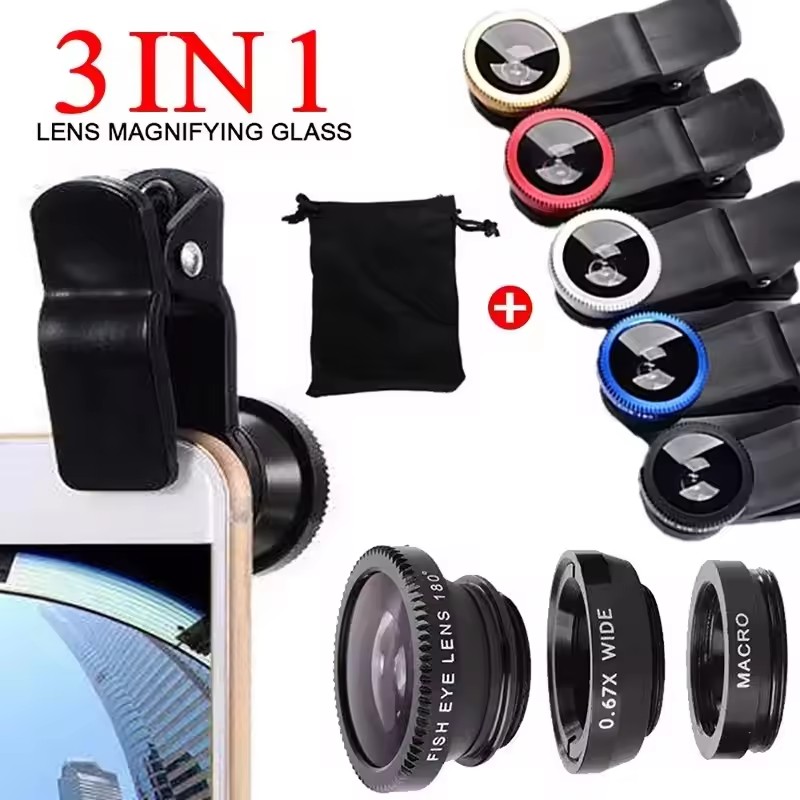Lens Camera Clip - 3'ü 1 Arada Balık Gözü Telefon