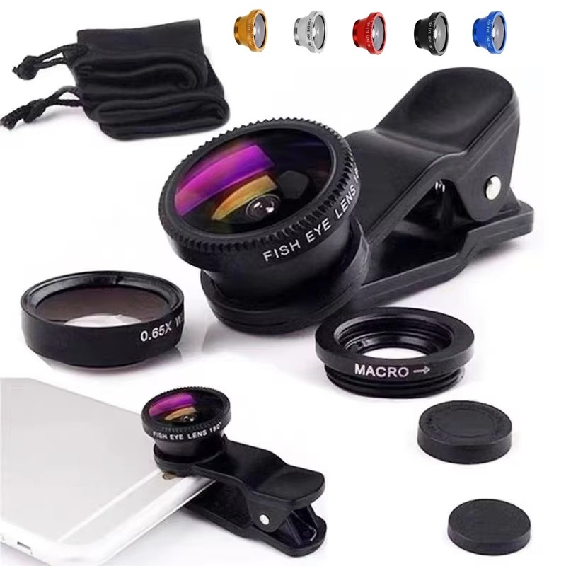 Lens Camera Clip - 3'ü 1 Arada Telefon Balık Gözü